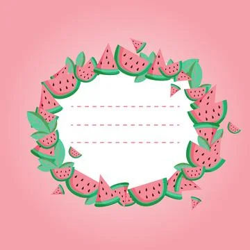 Watermelon circle on pink background. Stock Illustration