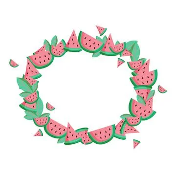 Watermelon circle on white background. Stock Illustration