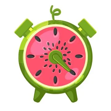 Watermelon clock, game icon for animation and UI Stock Illustration