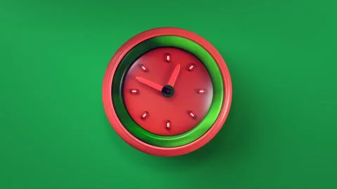 Watermelon Clock with Red Arrows and Lighting Signs. Stock Illustration