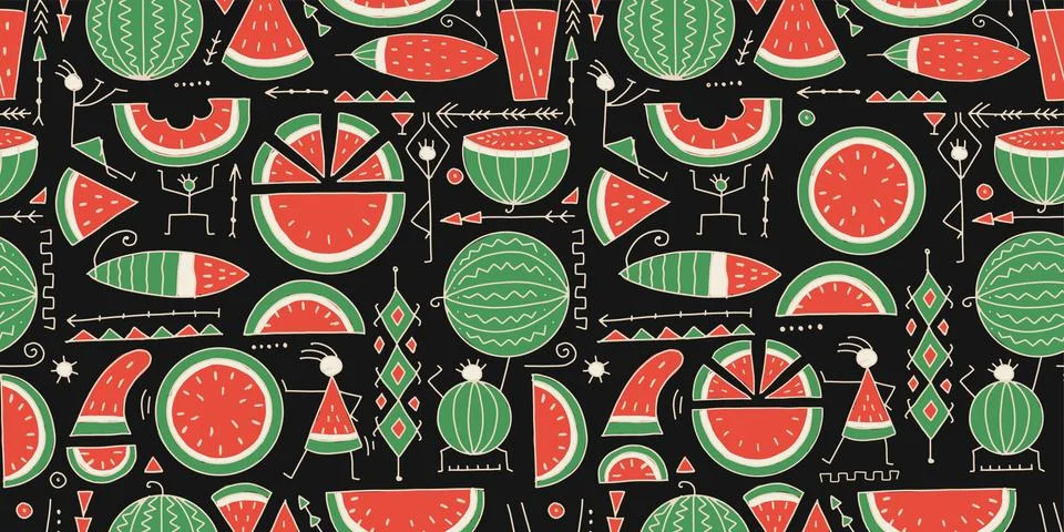 Watermelon collection, seamless pattern for your design Stock Illustration