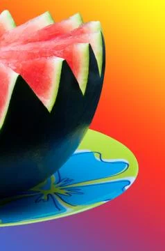 Watermelon on the colour background Foto stock