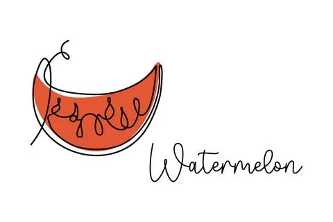 Watermelon continuous one line drawing Stock Illustration