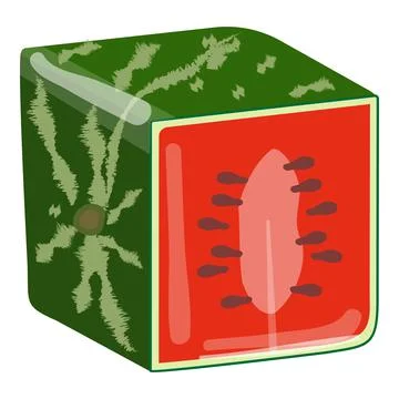 Watermelon cube icon cartoon vector. Slice fruit Stock Illustration