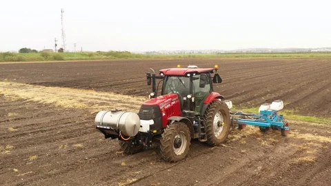 Watermelon cultivation process with a Seeding tractor. Stock Footage 130099205