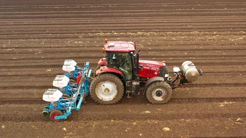 Watermelon cultivation process with a Seeding tractor. Stock Footage 130100073