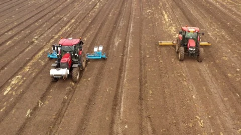 Watermelon cultivation process with a Seeding tractor. Stock Footage 130101756