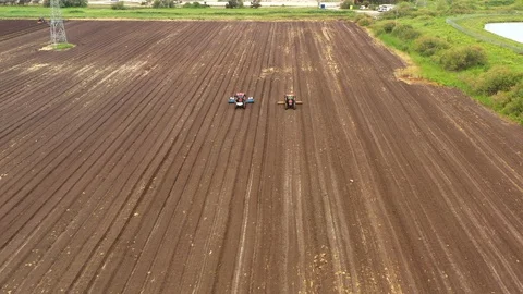 Watermelon cultivation process with a Seeding tractor. Stock Footage 130101846