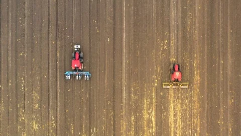 Watermelon cultivation process with a Seeding tractor. Stock Footage 130102425