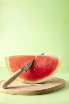 Watermelon cut in half moon Stock Photos