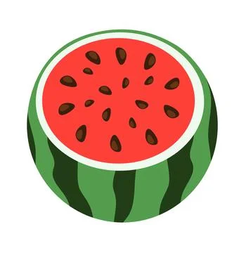 Watermelon cut slice, dissected. Summer fruit. Vector Flat illustration. Stock Illustration