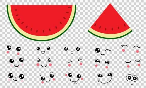 Watermelon with cute face Ilustración de archivo