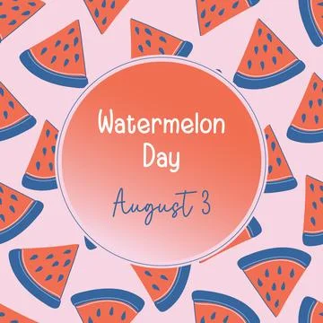 Watermelon Day. Cute pattern with watermelon slices and lettering. Stock Illustration