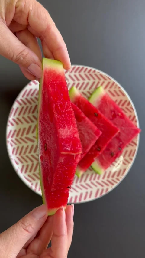 Watermelon dish Stock Footage 343544006