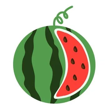 Watermelon dissected Element. Vector Flat illustration. Stock Illustration