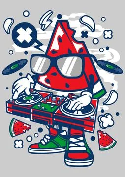 Watermelon Dj Stock Illustration