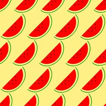 Watermelon drawing illustration vector seamless pattern. Simple design. Stock Illustration