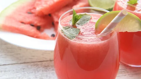 Watermelon drink in with fresh lime Stock Footage 67229911