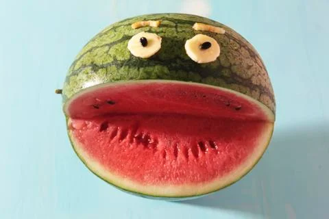 A watermelon face Stock Photos
