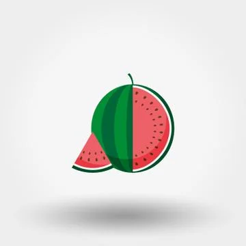 Watermelon flat icon. Stock Illustration