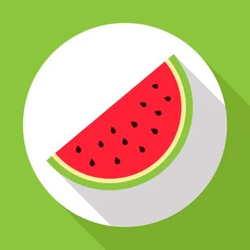 Watermelon flat icon with long shadow. Modern flat style. Vector illustrati.. Illustrazione stock