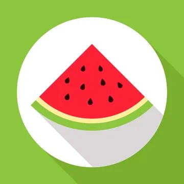 Watermelon flat icon with long shadow. Modern flat style. illustration. Stock Illustration