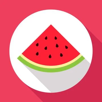 Watermelon flat icon with long shadow. Modern flat style. illustration. Stock Illustration