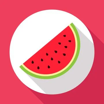 Watermelon flat icon with long shadow. Modern flat style. illustration. Illustrazione stock