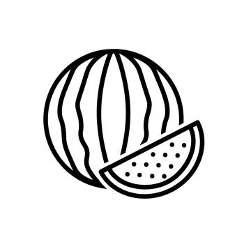 Watermelon flat icon. Pictogram for web. Line stroke. Isolated on white backg Stock Illustration