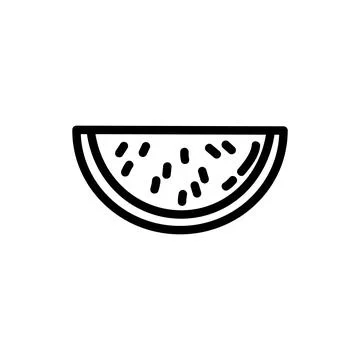 Watermelon flat outlined icon. Vector fruit logo isolated on white background Stock Illustration