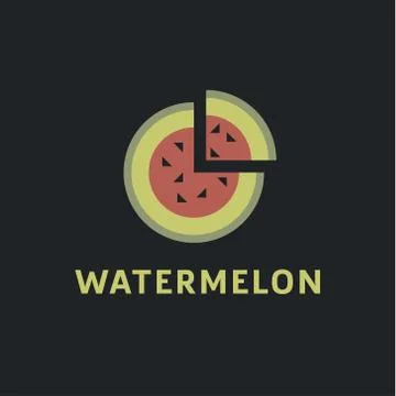 Watermelon into flat style with a triangular piece cut Stock Illustration