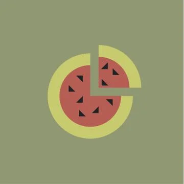 Watermelon into flat style with a triangular piece cut Stock Illustration