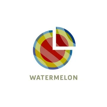 Watermelon into flat style with a triangular piece cut Stock Illustration
