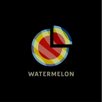 Watermelon into flat style with a triangular piece cut Stock Illustration