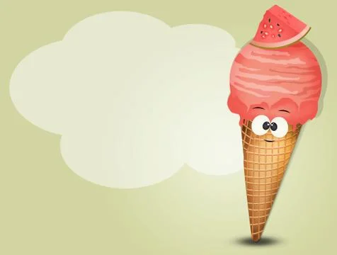 Watermelon flavored ice cream Stock Illustration