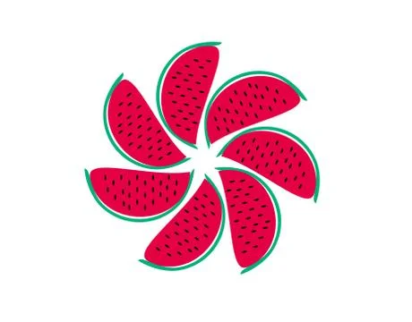 Watermelon flower flat icon on white background in vector illustration Stock Illustration