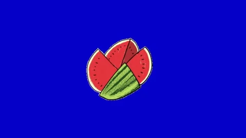 Watermelon fruit anjmation on blue background Vidéo 330216646