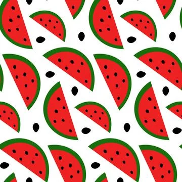 Watermelon fruit berry seamless pattern red color. Fruit juicy wrapping design. Illustrazione stock