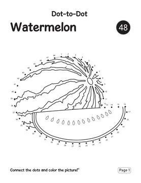Watermelon Fruit Connect the Dots Activity Puzzle Page for Children Learning Ilustração Stock