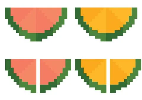 Watermelon fruit illustration with pixel theme Stock Illustration