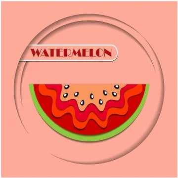 Watermelon fruit with leaf icon. Poster Advertisement Flyers Vector Illustrat Stock Illustration