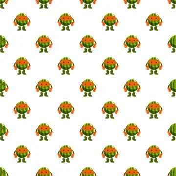 Watermelon fruit ninja superhero seamless pattern background 스톡 일러스트