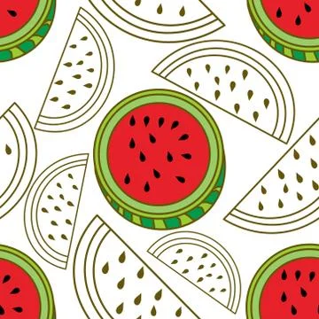 Watermelon Fruit Pattern Seamless Vector Template Illustrazione stock