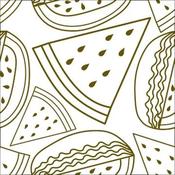 Watermelon Fruit Pattern Seamless Vector Template Stock Illustration