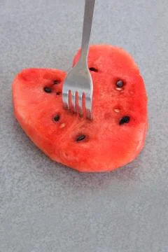 Watermelon fruit prong dip in Stock Photos
