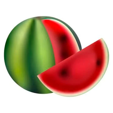 Watermelon fruit. Realistic 3d sweet dessert ripe food. Healthy juicy summer Ilustración de archivo