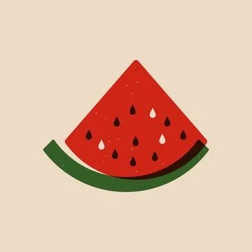 Watermelon fruit risograph style. Abstract natural water melon slice sketch Stock Illustration