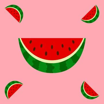 Watermelon fruit seamless for pattern fabric, simple watermelon fruit cute .. Stock Illustration