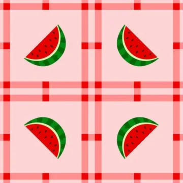 Watermelon fruit seamless for pattern fabric, simple watermelon fruit cute .. Ilustración de archivo