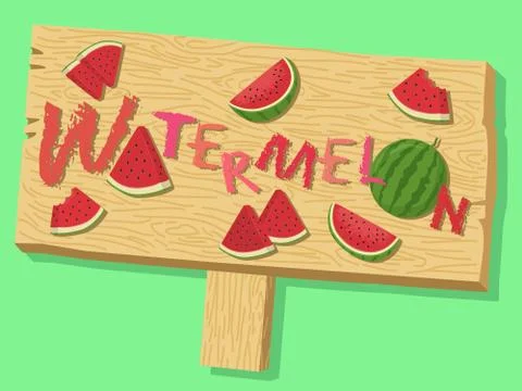 Watermelon Fruit Sign Board Vector Stock-Illustration